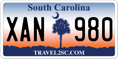 SC license plate XAN980