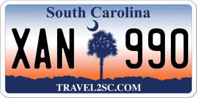 SC license plate XAN990