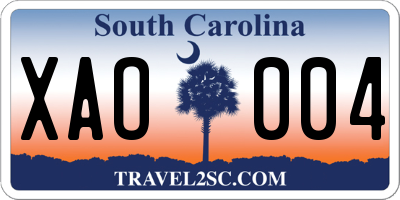 SC license plate XAO004