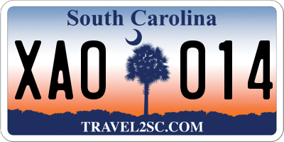 SC license plate XAO014