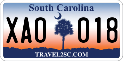 SC license plate XAO018