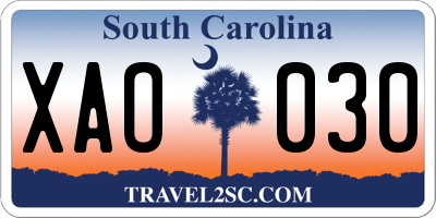 SC license plate XAO030