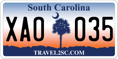 SC license plate XAO035