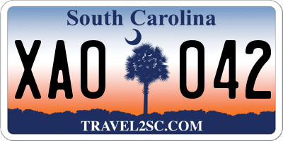 SC license plate XAO042