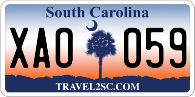 SC license plate XAO059