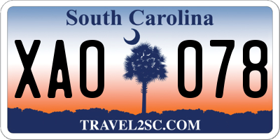 SC license plate XAO078