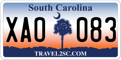 SC license plate XAO083
