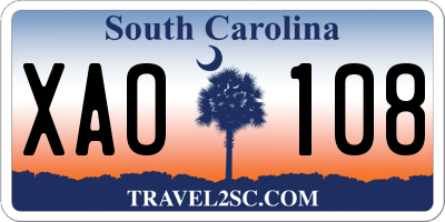 SC license plate XAO108