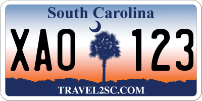 SC license plate XAO123