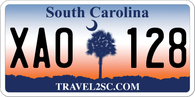 SC license plate XAO128