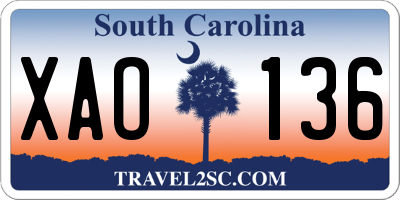 SC license plate XAO136