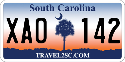 SC license plate XAO142