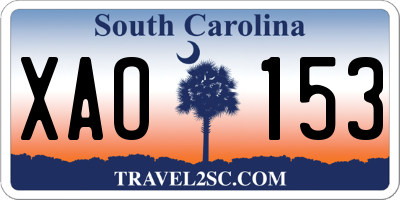 SC license plate XAO153