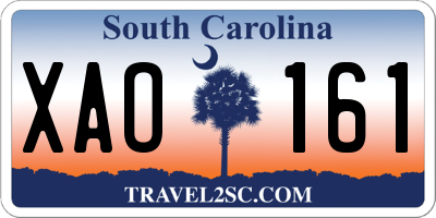 SC license plate XAO161