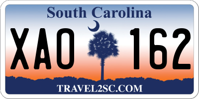 SC license plate XAO162