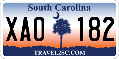 SC license plate XAO182
