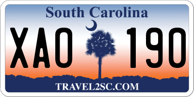 SC license plate XAO190