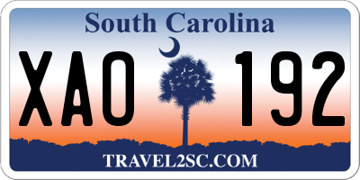 SC license plate XAO192