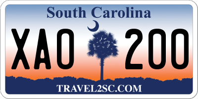 SC license plate XAO200