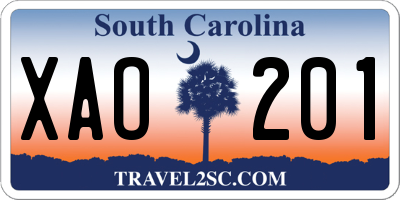 SC license plate XAO201