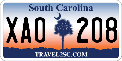 SC license plate XAO208