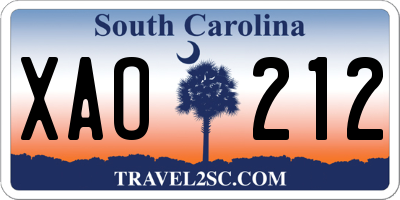 SC license plate XAO212