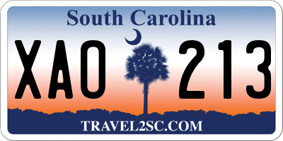 SC license plate XAO213