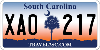 SC license plate XAO217