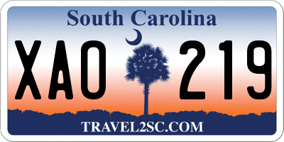 SC license plate XAO219
