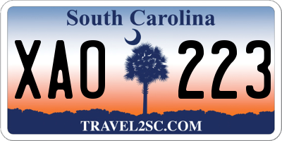 SC license plate XAO223