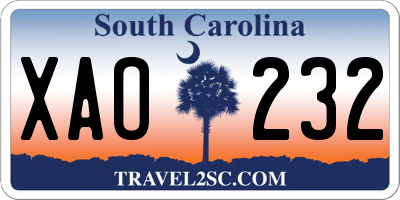 SC license plate XAO232