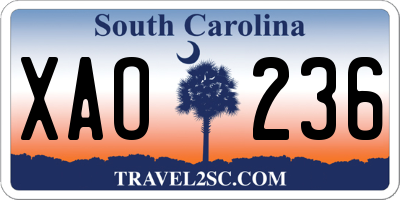 SC license plate XAO236
