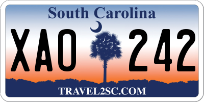SC license plate XAO242