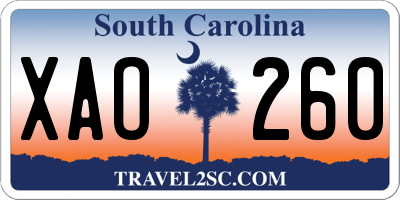 SC license plate XAO260