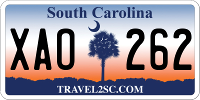SC license plate XAO262