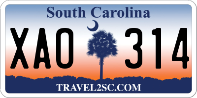 SC license plate XAO314