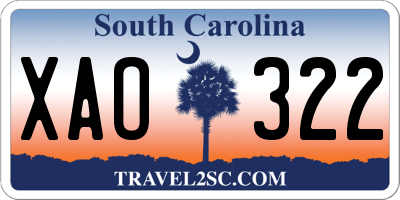 SC license plate XAO322