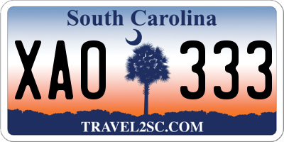 SC license plate XAO333
