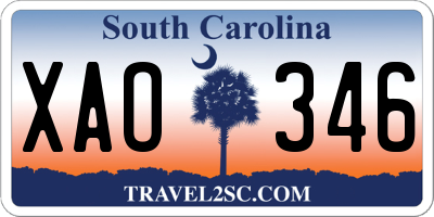 SC license plate XAO346