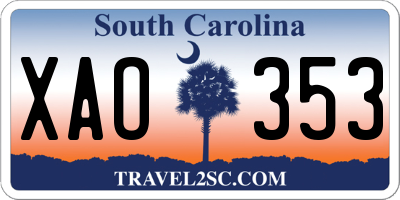 SC license plate XAO353