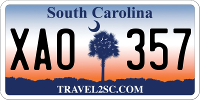 SC license plate XAO357