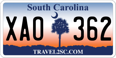 SC license plate XAO362