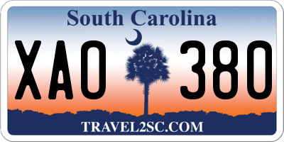 SC license plate XAO380