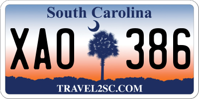 SC license plate XAO386