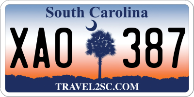 SC license plate XAO387