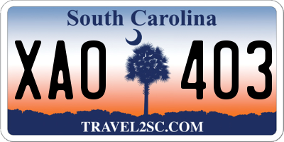 SC license plate XAO403