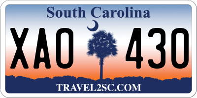 SC license plate XAO430