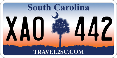 SC license plate XAO442