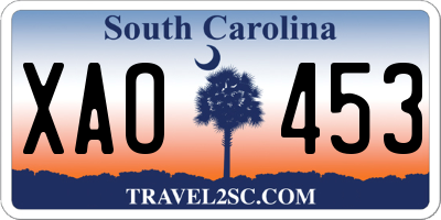 SC license plate XAO453