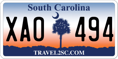 SC license plate XAO494